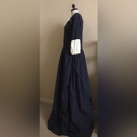 Handmade Navy Blue Cotton Maxi Dress - Picture 3 of 8